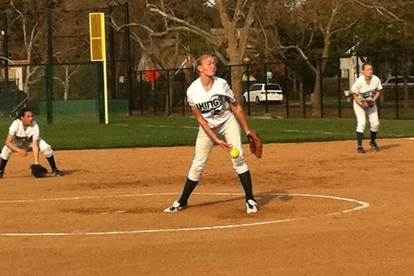 Grace Stafford (11) pitches the ball in Palys 5-2 loss to Los Gatos on Opening Day.