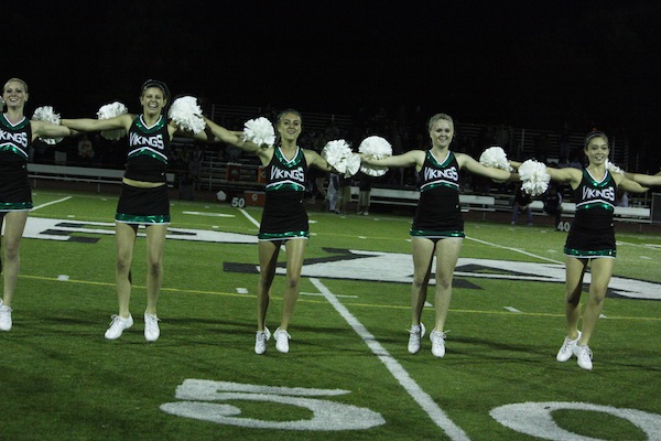 The Palo Alto High Schools girls’ dance team performes at halftime at the Vikings football game against Homestead.