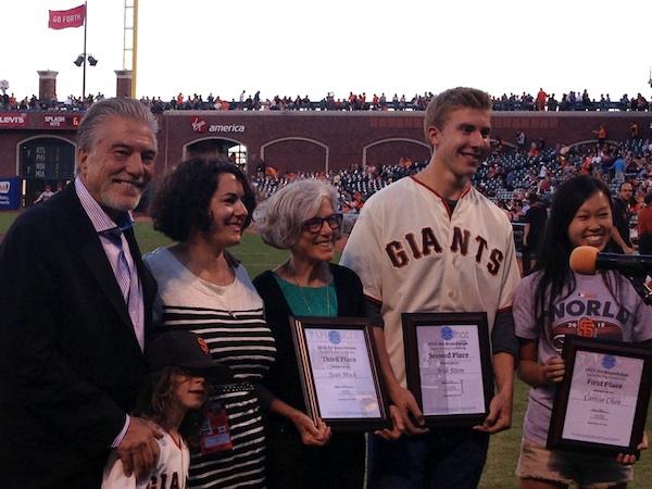 Viking Editor-in-chief Josh Stern (14) was presented with the Art Rosenbaum Sports Writing Scholarship award at a San Francisco Giants pre-game ceremony at AT&T Park last Friday, Sept. 6th.