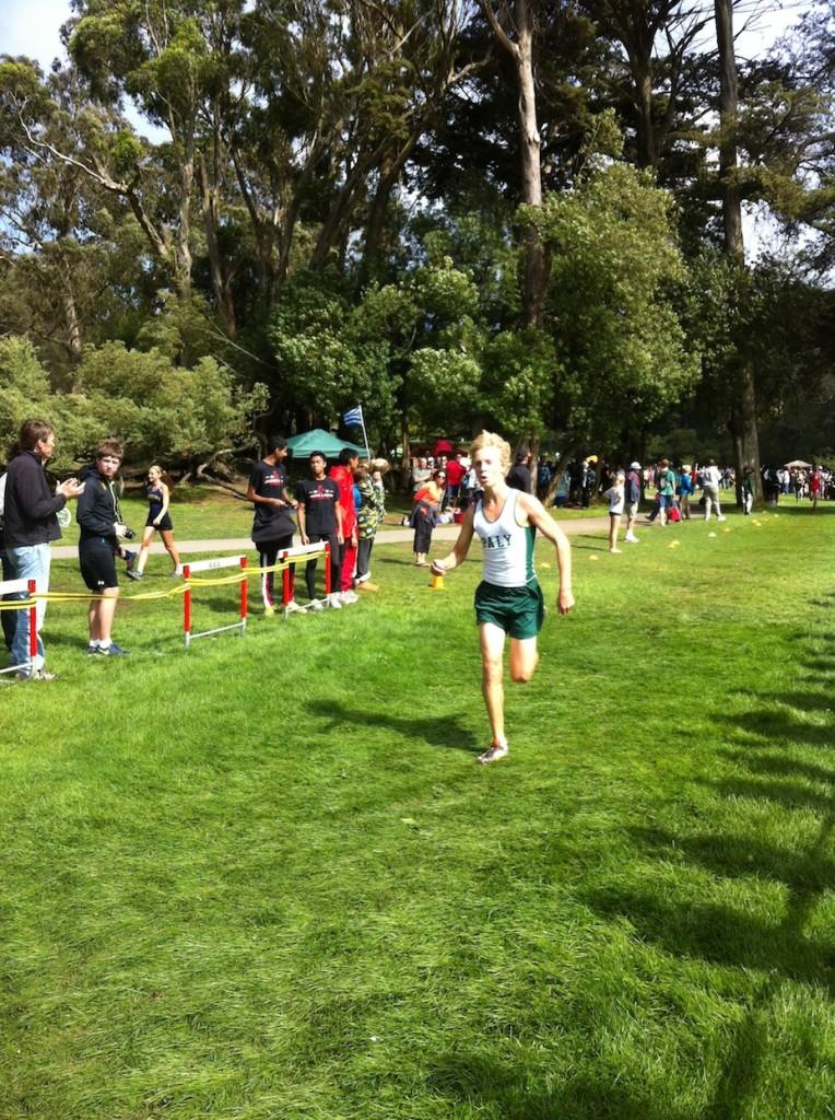 Matison approaches the finish line of the Lowell Cross Country Invitational, his first race in Paly uniform.