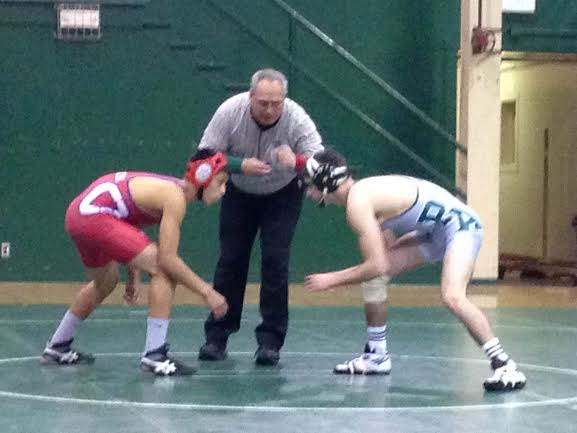James Giacca (15) goes in for a match against Oceana High. The Vikings dropped the meet 39-33.