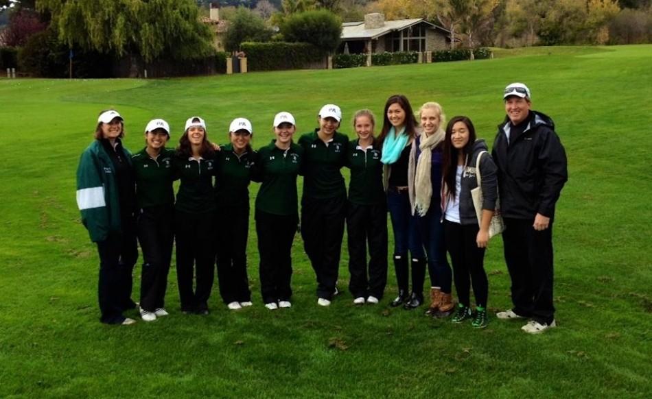 The 2013-2014 Girls Golf team poses with Coach Doyle Knight.