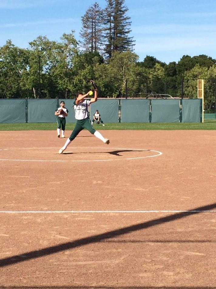 Mackenzie Glassford (17) pitches the ball during her perfect game against Gunderson High School.  